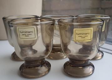 5 Stuks Luminarc Rookglas Eierdopjes of Borrelglaasjes Goed beschikbaar voor biedingen