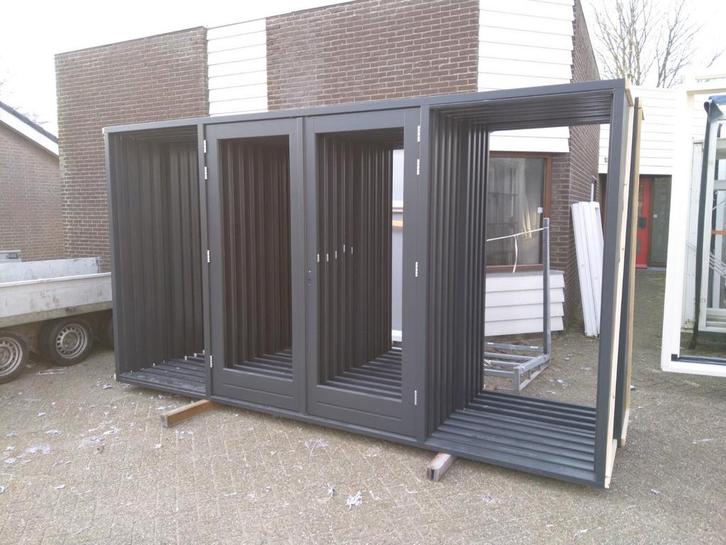 Hardhout kozijn met dubbele deuren en zijlichten, Doe-het-zelf en Verbouw, Kozijnen en Schuifpuien, Nieuw, Deurkozijn, Hout, 225 cm of meer