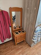 Houten kaptafel met spiegel, Huis en Inrichting, Tafels | Kaptafels, Minder dan 50 cm, Ophalen of Verzenden, Zo goed als nieuw