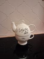 Rivièra Maison Theepot met kopje - wit - tea for one, Huis en Inrichting, Keuken | Servies, Keramiek, Overige typen, Ophalen of Verzenden