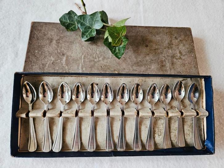 12 vintage advocaatlepeltjes Sola Kerkraam, Antiek en Kunst, Antiek | Bestek, Ophalen of Verzenden