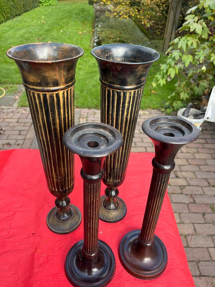 Brons/messing  Vazen en Kandelaars Set, Antiek en Kunst, Antiek | Woonaccessoires, Ophalen