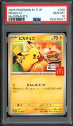 Pikachu [Big Mac McDonalds] PSA 10 - M-P 020 Japanese Promo, Ophalen of Verzenden, Zo goed als nieuw, Losse kaart