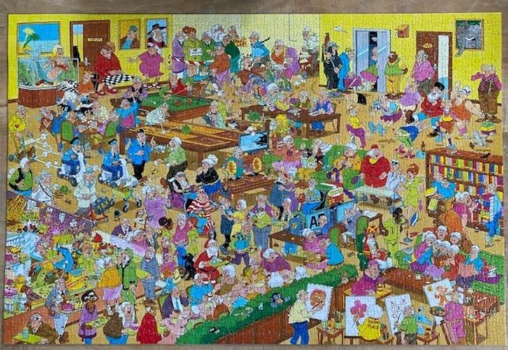 Jan v. Haasteren. Het Bejaardentehuis. 1500 stukjes, Hobby en Vrije tijd, Denksport en Puzzels, Zo goed als nieuw, Legpuzzel, 500 t/m 1500 stukjes