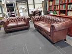 3,5 zits + 2 zits Woburn Chesterfield set donker bruin, Overige maten, 150 tot 200 cm, Chesterfield, Nieuw