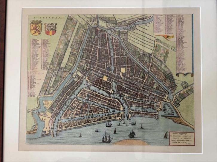️ Reproductie Plattegrond Rotterdam door Joan Blaeu (1649), Antiek en Kunst, Kunst | Etsen en Gravures, Ophalen