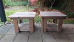 Twee steigerhouten tuintafels / salontafels, Ophalen, Gebruikt, Vierkant, Hout