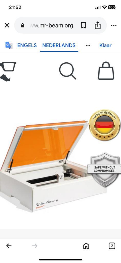 Mr. Beam 1 lasercutter met afzuiging tafelmodel, Hobby en Vrije tijd, Overige Hobby en Vrije tijd, Zo goed als nieuw, Ophalen of Verzenden