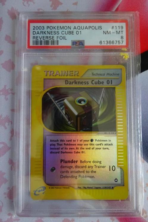 Pokemon Darkness Cube Aquapolis Reverse Holo Foil PSA 8 WOTC, Hobby en Vrije tijd, Verzamelkaartspellen | Pokémon, Nieuw, Losse kaart