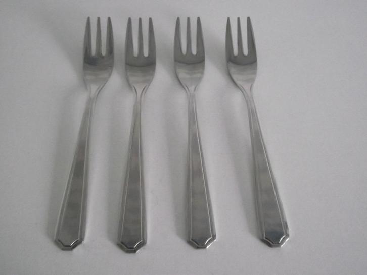 4 RVS Octo taartvorkjes gebakvork 12 cm inox Paris per stuk, Antiek en Kunst, Antiek | Bestek, Ophalen of Verzenden
