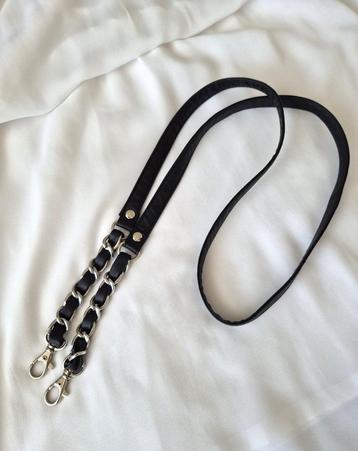 Black Bag Strap with Chain, Faux Leather beschikbaar voor biedingen