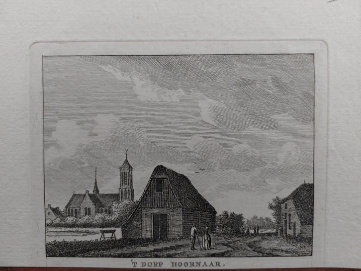 7 / Dorp Hornaar Gravure uit 1792 door J. Bulthuis, Antiek en Kunst, Kunst | Etsen en Gravures, Ophalen of Verzenden