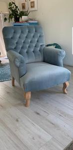 Landelijke Fauteuils Velvet Velour Fauteuil Queen Ann Blue