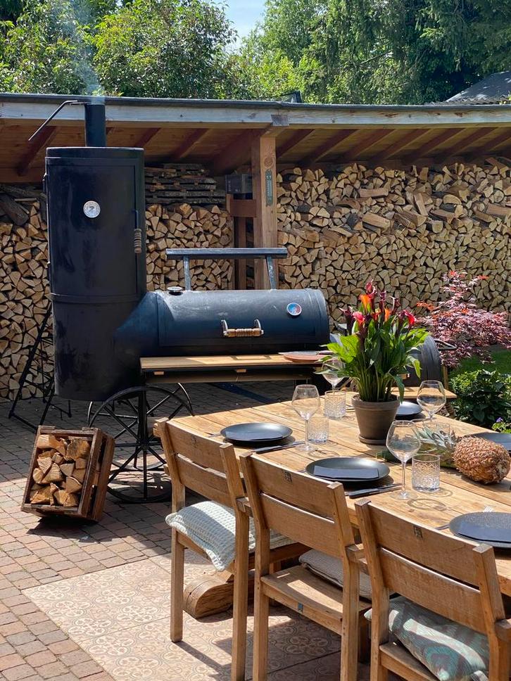 oklahoma big joe smoker (namaak 8mm staal), Tuin en Terras, Tuinsets en Loungesets, Zo goed als nieuw, Overige materialen, Ophalen