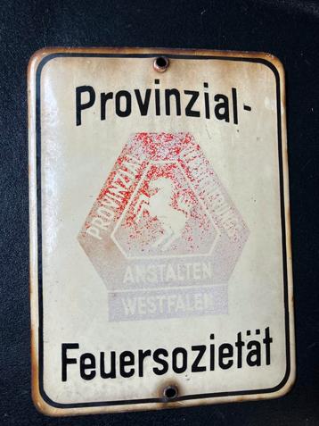 Oude emaille wandbord Provinzial Feuersozietät beschikbaar voor biedingen