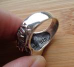 zilveren biker skull ring [134], Sieraden, Tassen en Uiterlijk, Ringen, 18 tot 19, Verzenden, Zo goed als nieuw, Dame