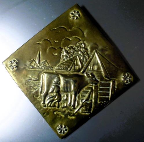 antiek koperen plaquette, Antiek en Kunst, Curiosa en Brocante, Ophalen of Verzenden