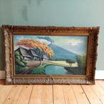 Lucky Vintage groot Schilderij in originele lijst vulkaan, Ophalen