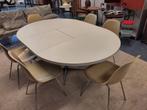 Vintage eettafel Pastoe witte uitschuifbare tafel ovaal, Ophalen, Gebruikt, ., Rond