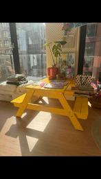 Gele Kinderpicknicktafel met Opbergbak, Tuin en Terras, Picknicktafels, Nieuw, Rechthoekig, Hout, Ophalen