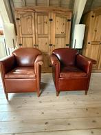 2 leren stoelen, Huis en Inrichting, Fauteuils, Gebruikt, Ophalen of Verzenden, 50 tot 75 cm, Leer