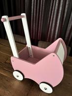 Houten roze poppenwagen, Kinderen en Baby's, Speelgoed | Houten speelgoed, Ophalen, Gebruikt, Rij- of Hobbelspeelgoed