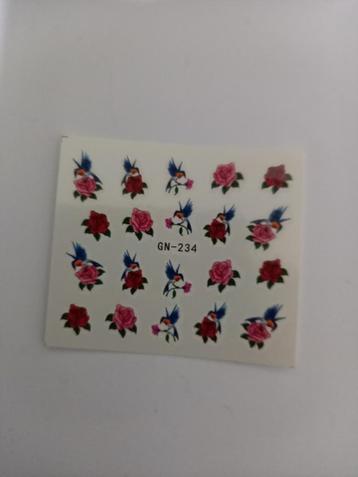 Velletje nagel water decals stickers GN-234 bloemen rood  beschikbaar voor biedingen