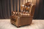 Springvale Chesterfield fauteuil echt leer model - Suzanne, Chesterfield, Ophalen of Verzenden, Zo goed als nieuw, 75 tot 100 cm