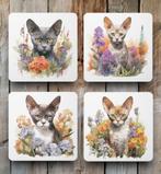 Devon Rex Aquarel onderzetters met houder, Ophalen of Verzenden, Nieuw, Glas of Kopje