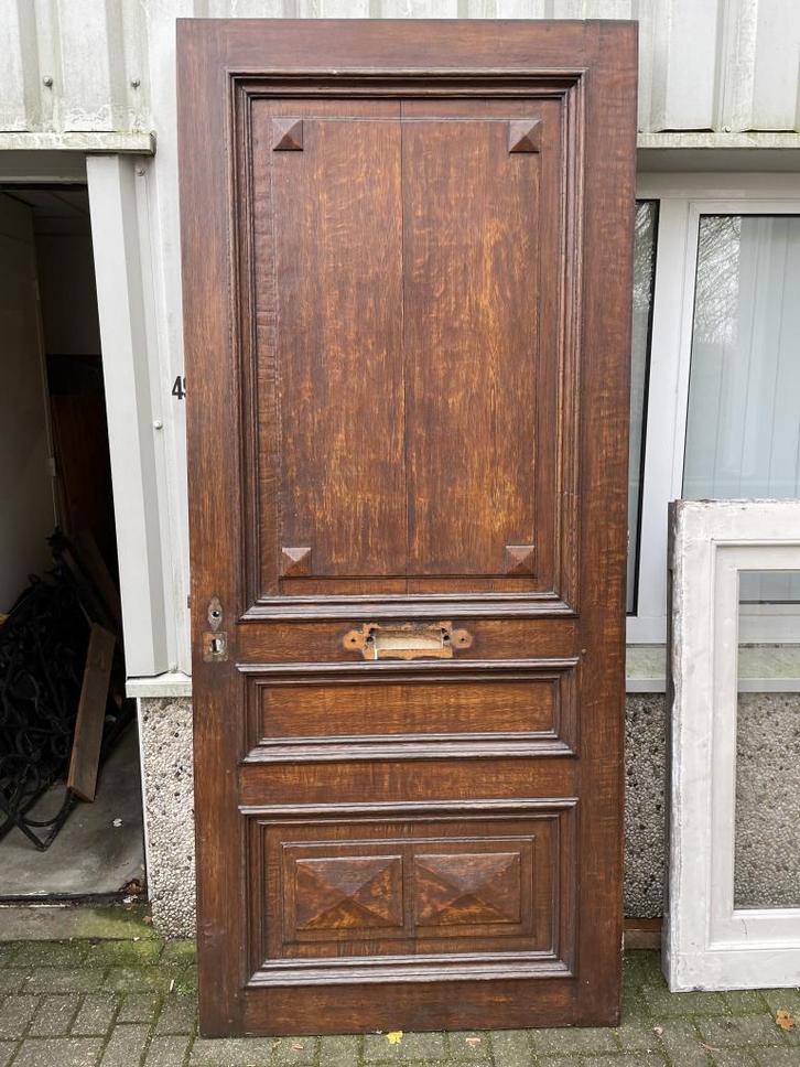 Prachtige antieke eiken voordeur, Doe-het-zelf en Verbouw, Deuren en Horren, Zo goed als nieuw, Buitendeur, 215 cm of meer, 100 tot 120 cm