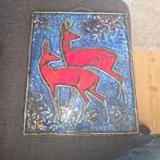 Keramiek Tegel met Herten - Vraagprijs min. 75€, Antiek en Kunst, Ophalen of Verzenden