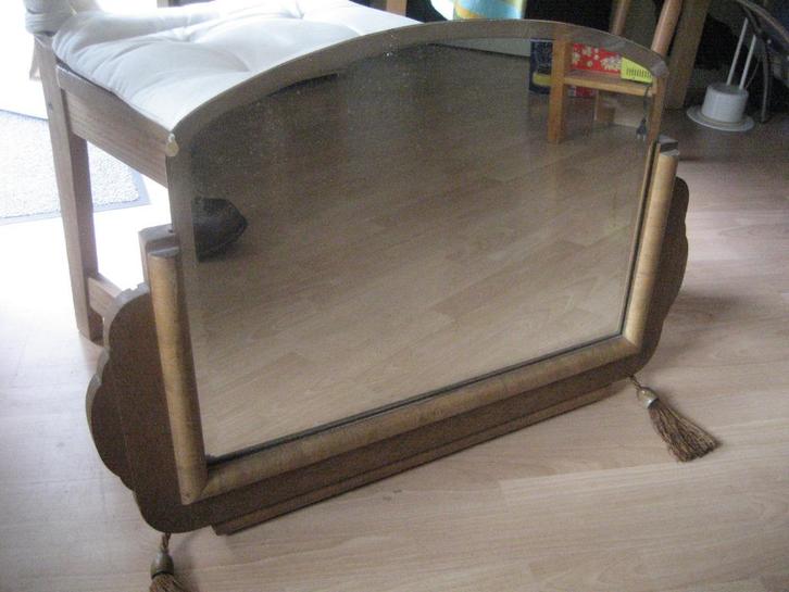 Spiegel in Eikenhouten antieke lijst, Antiek en Kunst, Antiek | Spiegels, 50 tot 100 cm, Minder dan 100 cm, Rechthoekig, Ophalen