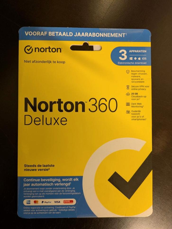 Norton 360 Deluxe - 3 Apparaten, Computers en Software, Antivirus- en Beveiligingssoftware, Nieuw, MacOS, Windows, Android, iOS