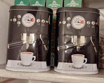 Retro Koffie Bewaarblikken - Cappuccino Machine Design beschikbaar voor biedingen