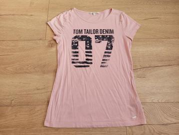 TOM TAILOR lichtroze T-shirt met opdruk maat S ~ TH0027 beschikbaar voor biedingen