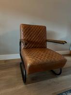 Lederen fauteuil cognac swing stoel, Huis en Inrichting, Fauteuils, Industrieel, Leer, 75 tot 100 cm, Zo goed als nieuw