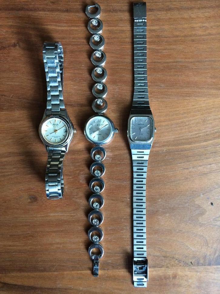 Drie diverse vintage dames quartz polshorloges., Sieraden, Tassen en Uiterlijk, Horloges | Dames, Gebruikt, Polshorloge, Overige merken