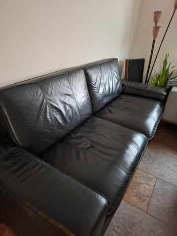 Zwarte leren 3-zitsbank Ikea Kivik - afbeelding 1