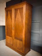 Vintage art deco kledingkast / linnenkast, eiken, legplanken, Ophalen, Met plank(en), Gebruikt, 100 tot 150 cm