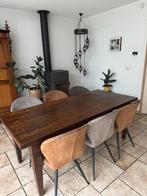 Massieve teakhouten eettafel 195cm – karakter & kwaliteit, 200 cm of meer, Zo goed als nieuw, Rechthoekig, 50 tot 100 cm
