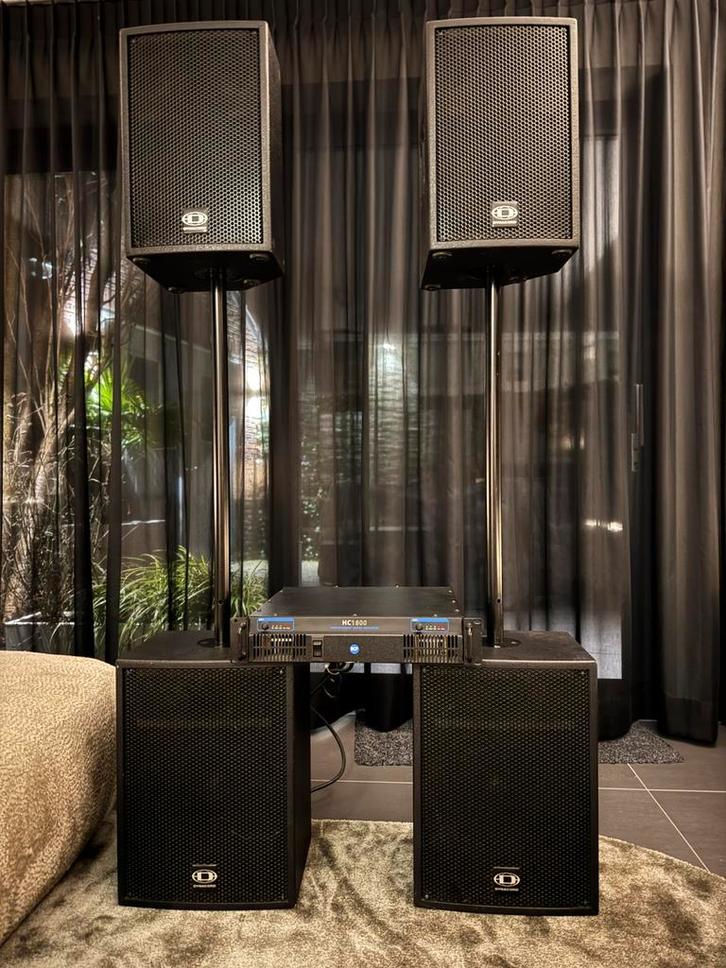 Dynacord Little Max 2 pa set met RCF HC 1600 versterker, Audio, Tv en Foto, Luidsprekers, Zo goed als nieuw, 120 watt of meer