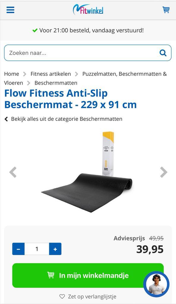 Flow Fitness anti-slip beschermmat, yogamat, protection mat, Sport en Fitness, Fitnessmaterialen, Nieuw, Fitnessmat, Armen, Benen