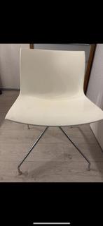 Eetkamerstoelen 5 stuks wit design, Ophalen, Kunststof, Gebruikt, Wit