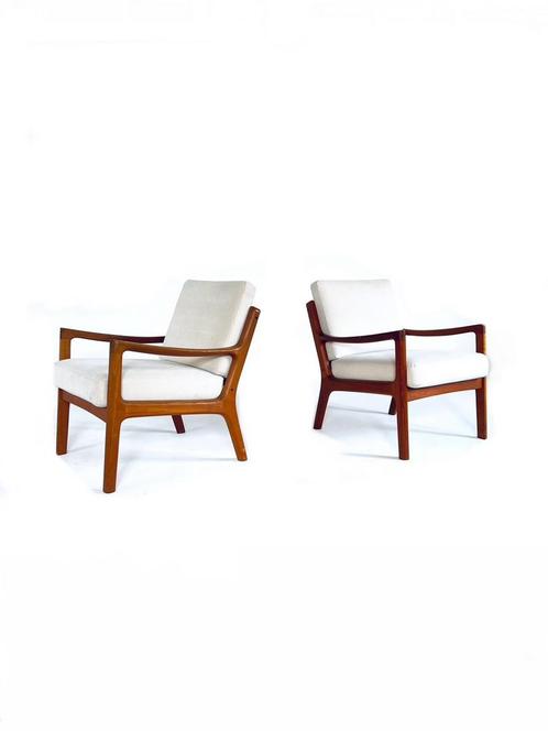 Set van 2 vintage ‘Senator’ fauteuil, Ole Wanscher ‘60, Huis en Inrichting, Fauteuils, Zo goed als nieuw, Hout, Stof, 50 tot 75 cm