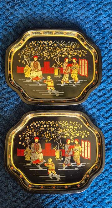 Vintage Metalen bladen. - Chinees Decor - Set van 2 beschikbaar voor biedingen