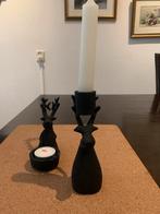 2x Kaarsenstandaard Hertenkop, Gebruikt, Zwart, Ophalen of Verzenden, Metaal