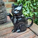 Zwart theepotje vintage "poes met gouden strik", Ophalen of Verzenden, Aardewerk, Overige stijlen, Overige typen