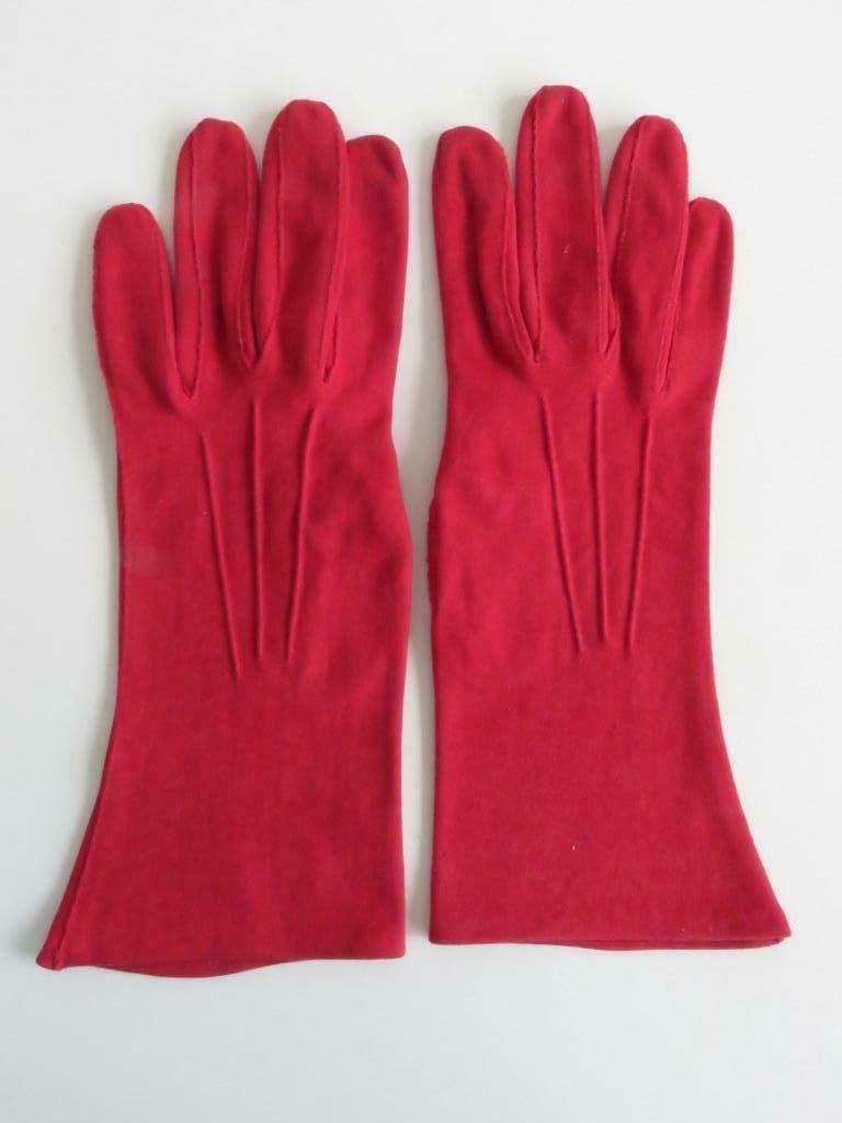 rode stoffen (katoenen) handschoenen maat 7, Ophalen of Verzenden, Zo goed als nieuw, Maat 38/40 (M), Handschoenen