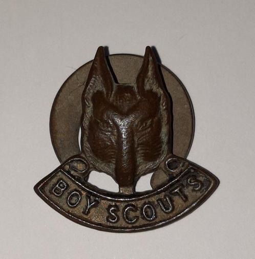Vintage messing/koper Boys Scout Knoop speld Collins London, Verzamelen, Speldjes, Pins en Buttons, Gebruikt, Speldje of Pin, Overige onderwerpen