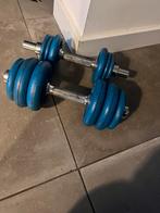 2 X METALEN DUMBELL SET MET VERWISSELBARE GEWICHTEN HALTERS, Ophalen, Gebruikt, Halterset